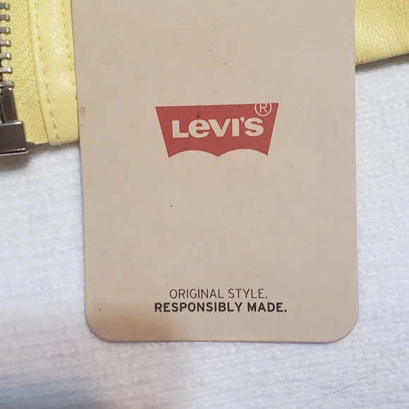 Levi's Women's Bright Yellow Moto Faux Leather Jacket. Sz XL - Picture 8 of 9